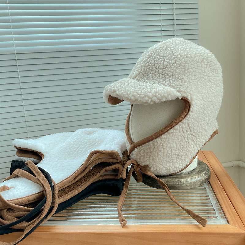 Lamb Wool Plush Ear Protection Bonnet