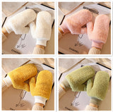 Colorful Winter Plush Mittens for Women