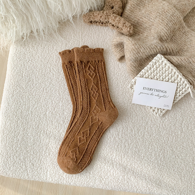 Japanese Style Wool Mid-Calf Socks