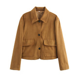 Women's Retro Suede Lapel Jacket