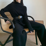 Completo maglione a gamba larga lavorato a maglia