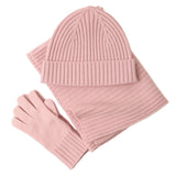 Conjunto de invierno de bufanda, gorro y guantes de lana para mujer