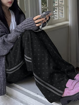 Wide-leg drawstring pants with polka dots