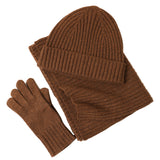 Conjunto de invierno de bufanda, gorro y guantes de lana para mujer