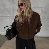 Women's Brown Zipper Trench Coat - Stylish Commute Jacket
