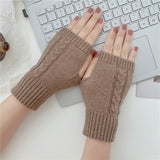 Short Half-Finger Wool Knitted Gloves