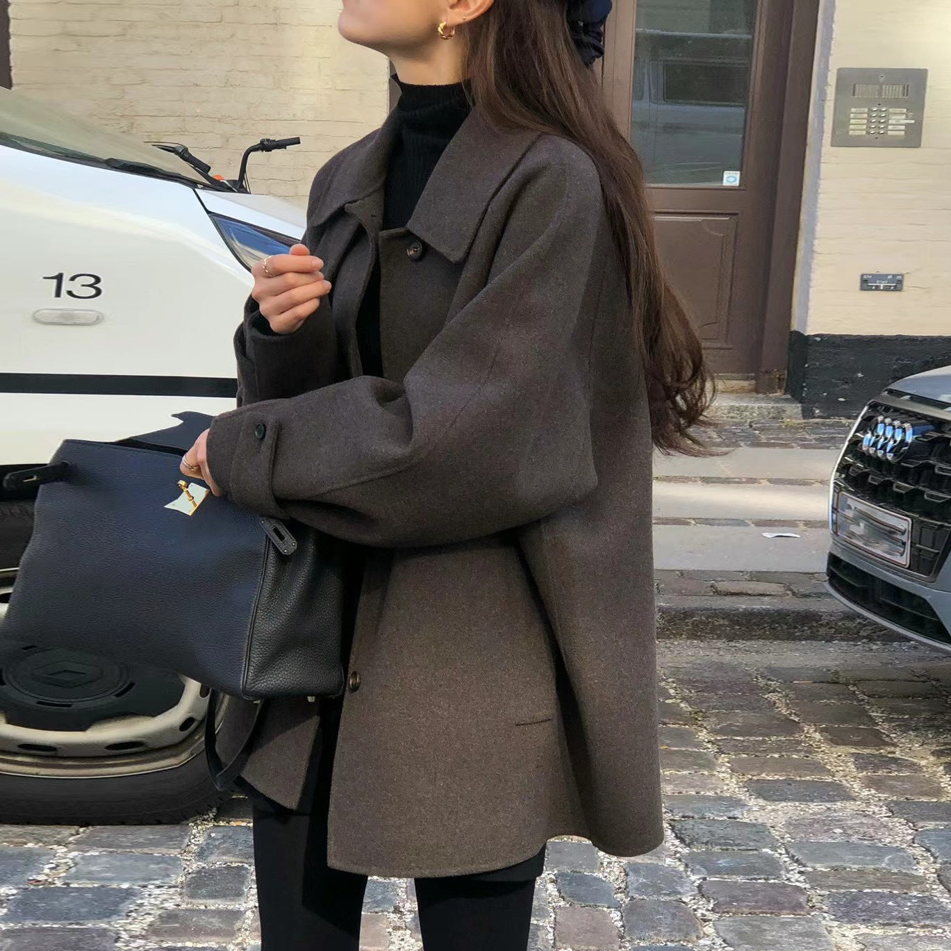 Mid-Length Single Breasted Woolen Coat