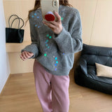 Sequined Knit Loose Pullover Sweater for Women