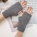Short Half-Finger Wool Knitted Gloves