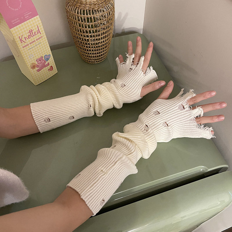 Women’s Colorful Knitted Long Dopamine Winter Gloves