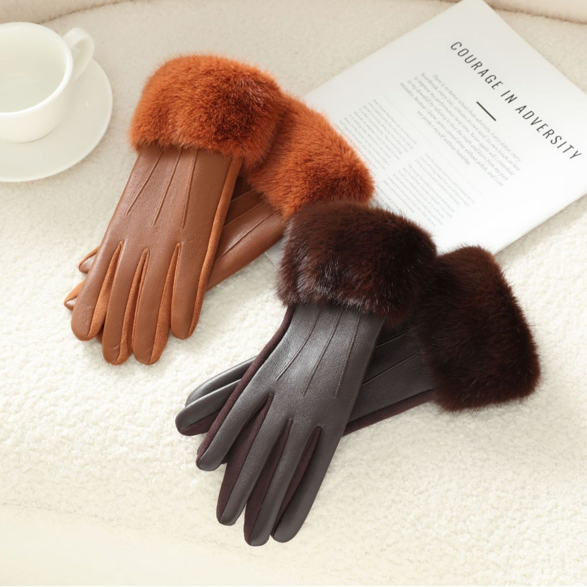 Women's Soft Suede Winter Gloves