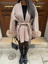 Slim Fit Mantel mit Pelzärmeln für Damen