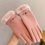 Adorable Suede Riding Gloves with Fleece Lining