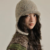 Retro Mixed-Color Knitted Earmuffs Hat