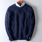 Traditional Twist Knit Sweater with Round Neck