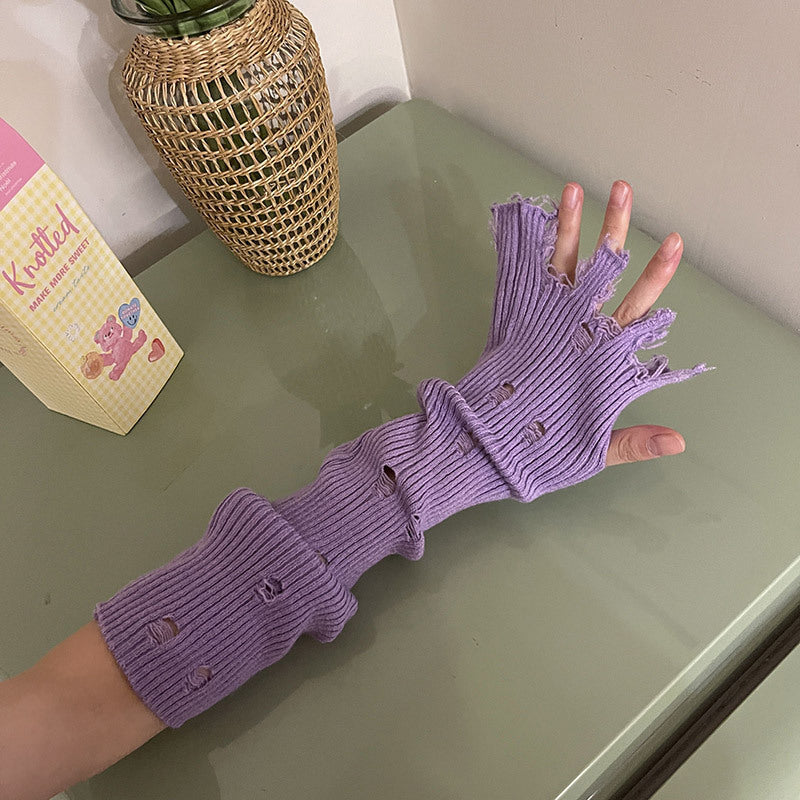 Women’s Colorful Knitted Long Dopamine Winter Gloves